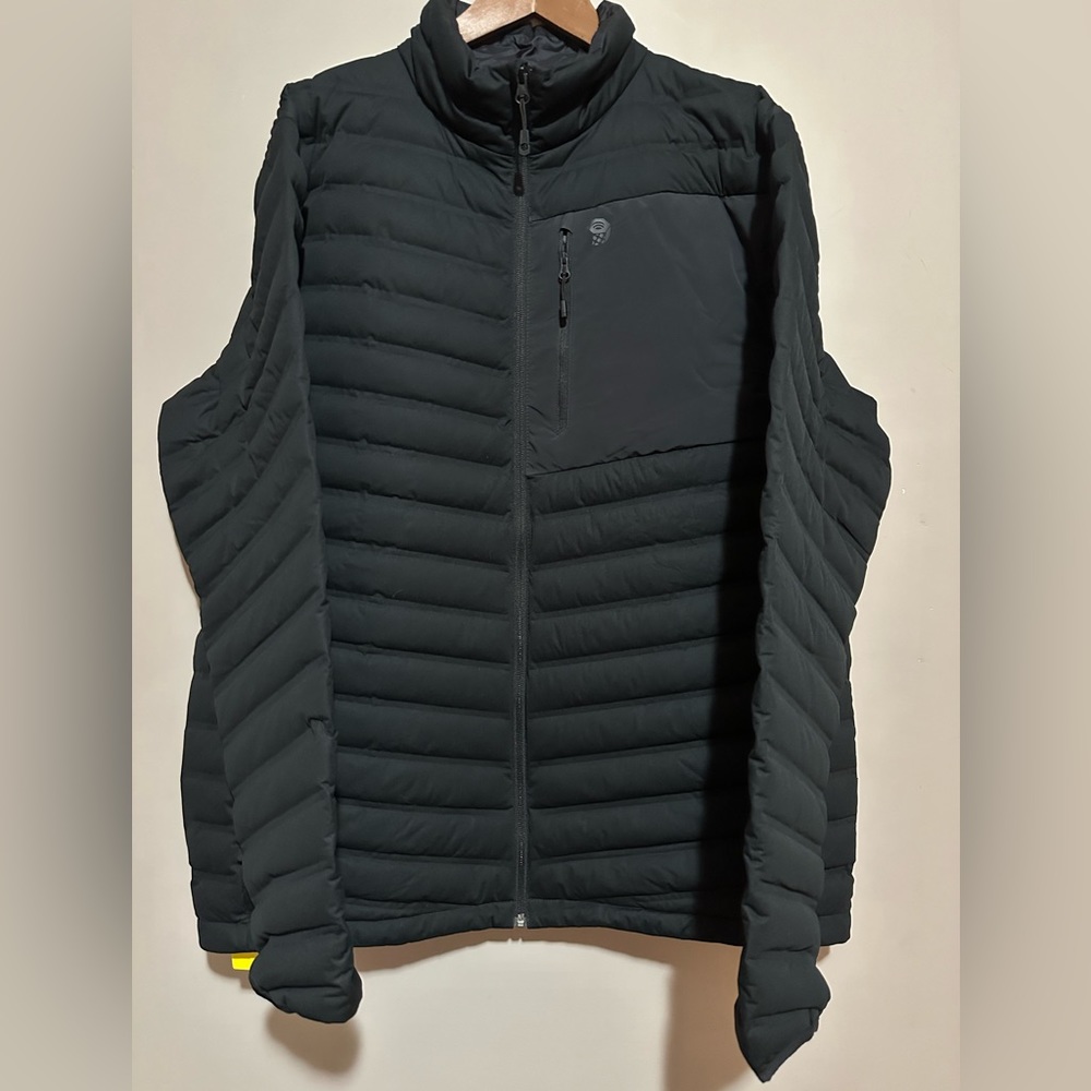 NEW Men’s MOUNTAIN HARDWEAR Down Puffer Coat Thin Lightweight Warm XXL 2XL Black